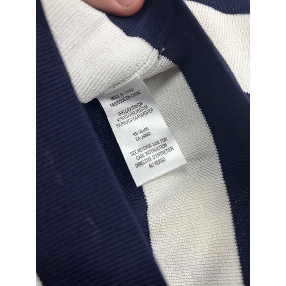 Theory Skirt Womens Small Navy White Striped Stretch Knit Bodycon Mini - Picture 6 of 6